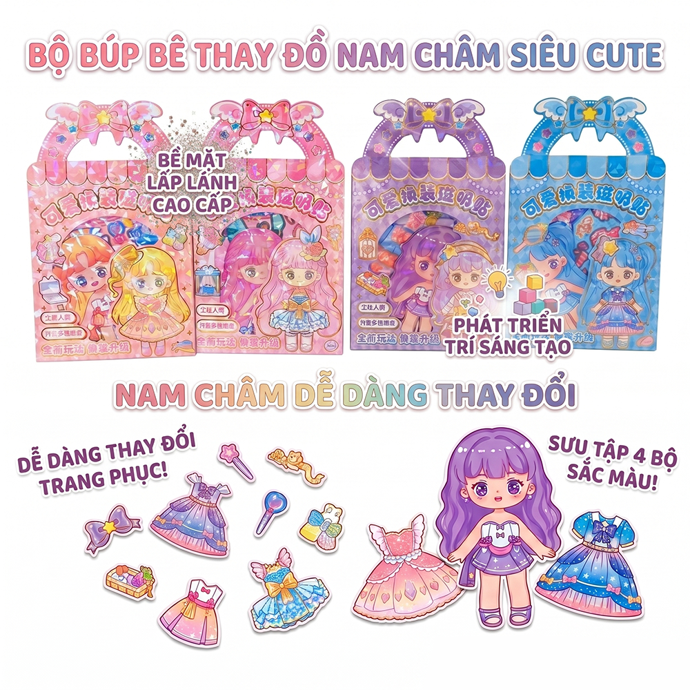 Bộ búp bê thay trang phục nam châm nhiều mẫu dễ thương PeeKaPaw Toys