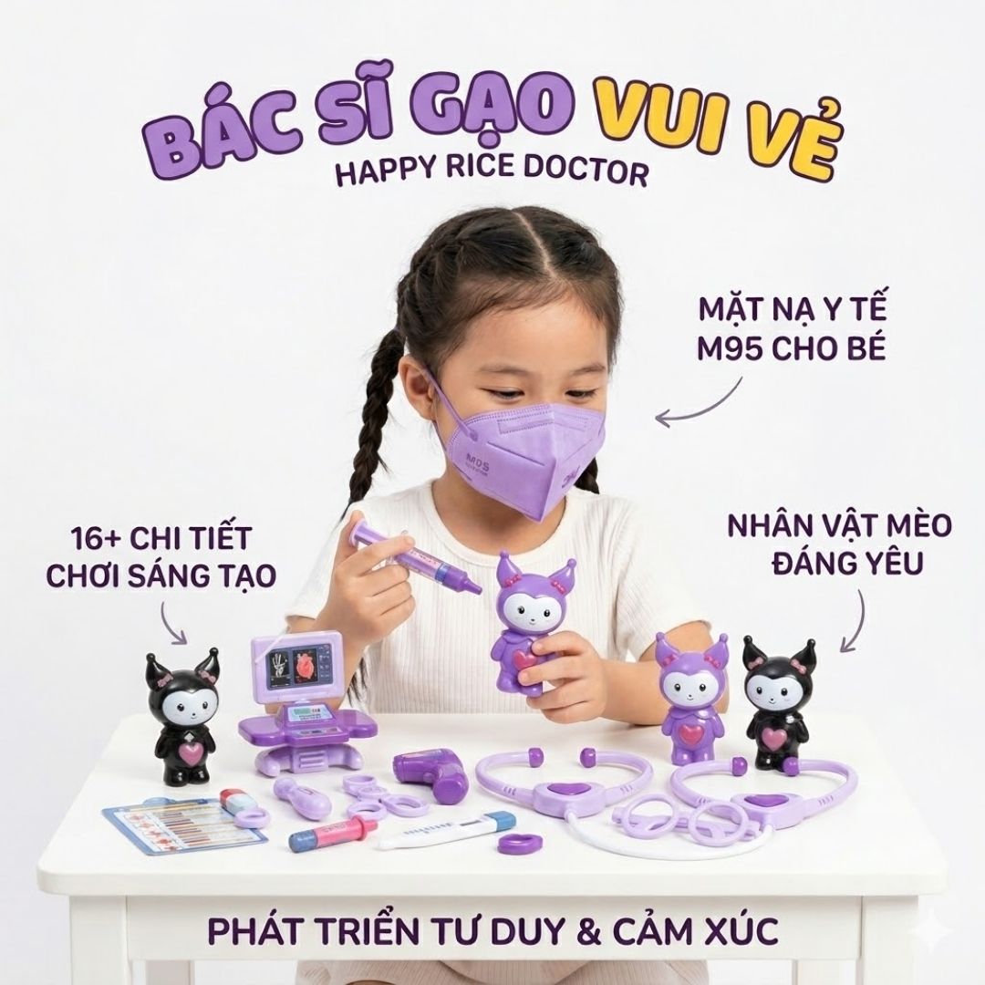 Đồ chơi vỉ dụng cụ bác sĩ Kuromi Tím 1688-30 PeeKaPaw Toys