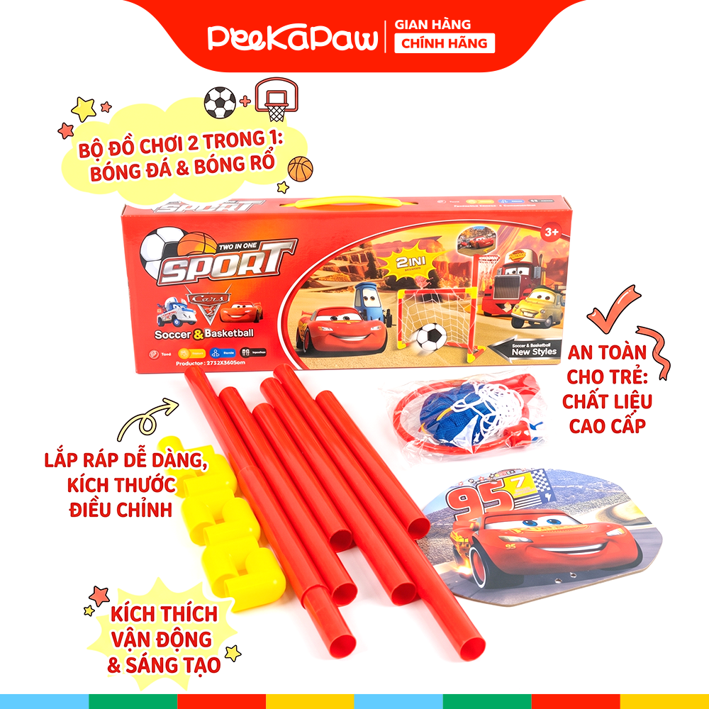 Hộp khung thành bóng rổ 2in1 đồ chơi vận động thể chất cho bé PeeKaPaw Toys