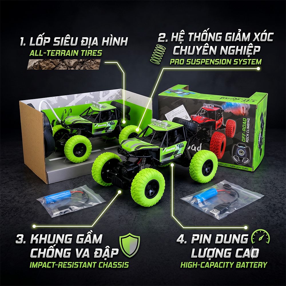 Xe địa hình điều khiển pin sạc 11808 PeeKaPaw Toys