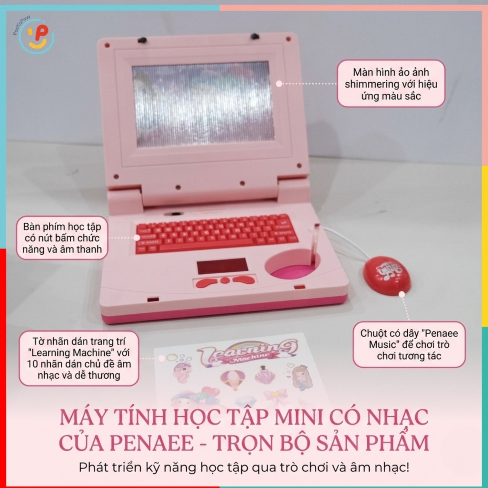 Laptop Mini Có Nhạc Màn Hình Kể Chuyện Máy Tính Đồ Chơi Cho Bé HQ2236 PeeKaPaw Toys