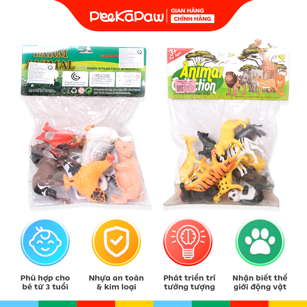 Mô Hình Động Vật Nông Trại Và Thú Rừng Cho Bé PeeKaPaw Toys