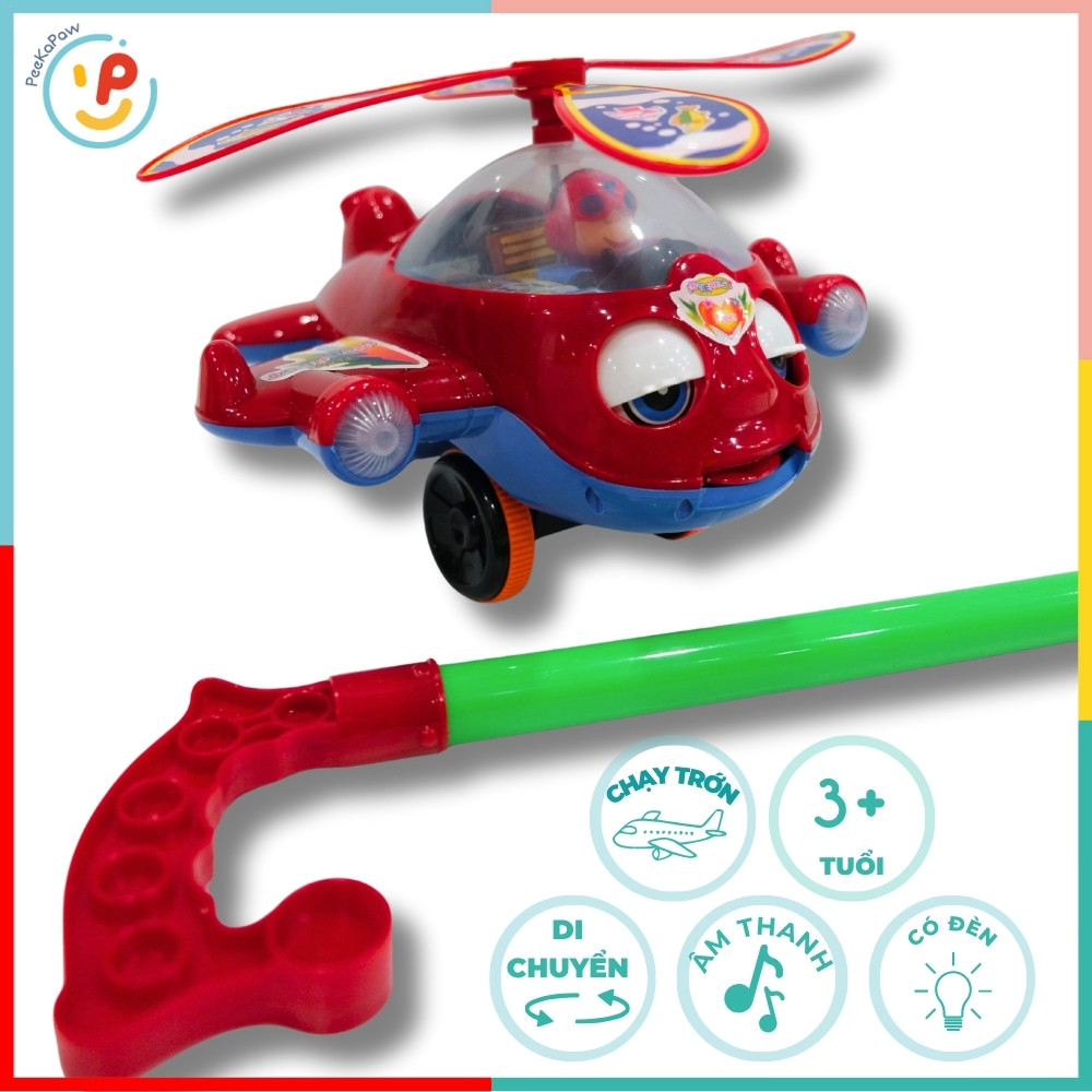Máy bay trớn đẩy tay xoay cánh quạt có tiếng ting ting cho bé 2686 PeeKaPaw Toys