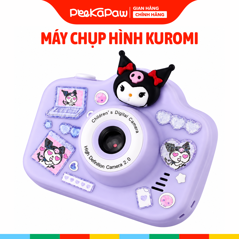 Máy chụp hình Kuromi Cinamoroll Melody đồ chơi 4 chức năng kèm thẻ nhớ 16 GB FQQ-01 PeeKaPaw Toys