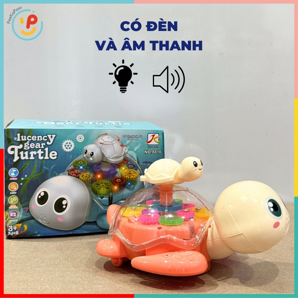 Đồ chơi rùa mẹ và rùa con trong suốt có đèn nhạc 8816 PeeKaPaw Toys