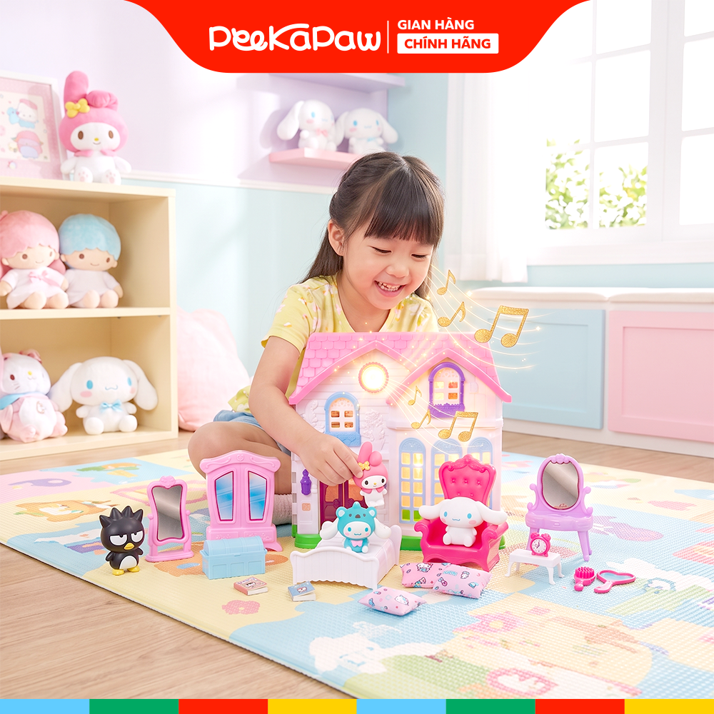 Ngôi nhà gia đình nhân vật hoạt hình Sanrio có đèn nhạc 5807-7A PeeKaPaw Toys