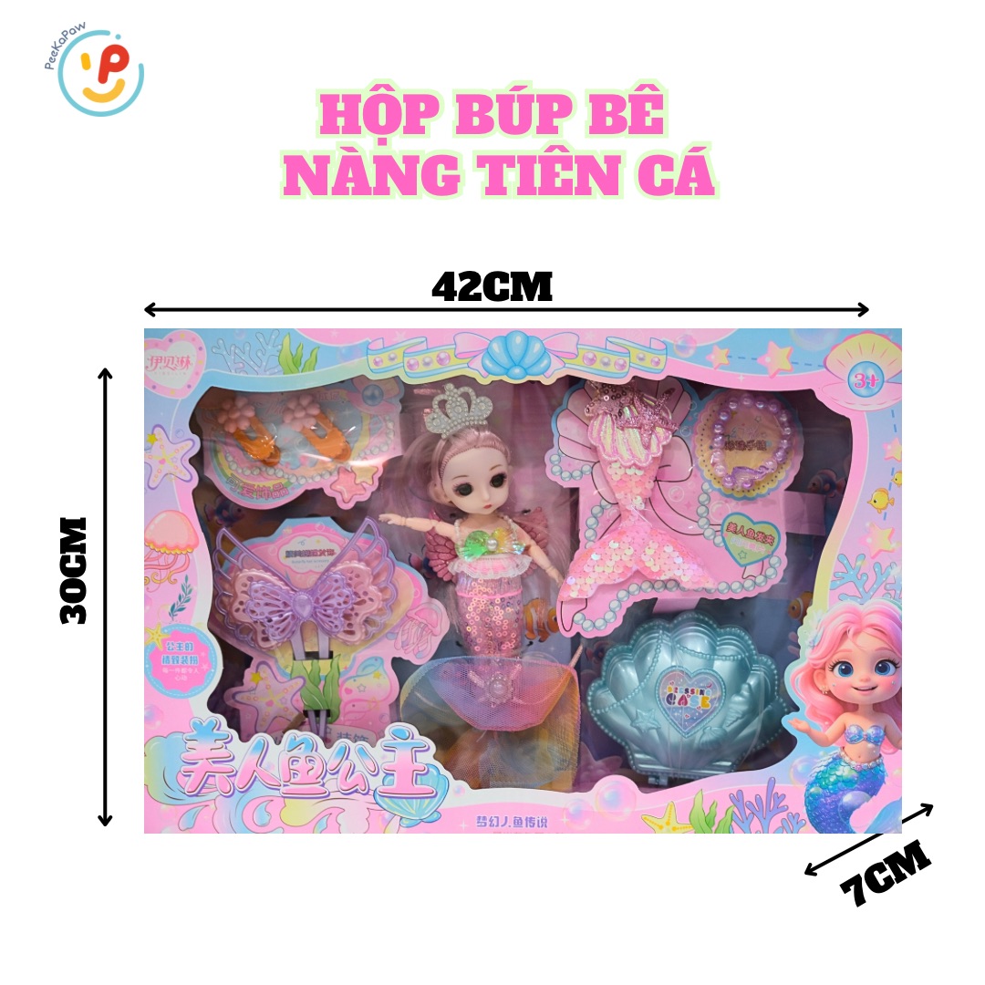 Búp bê nàng tiên cá và phụ kiện váy xinh đẹp 42cm 007-223 PeeKaPaw Toys