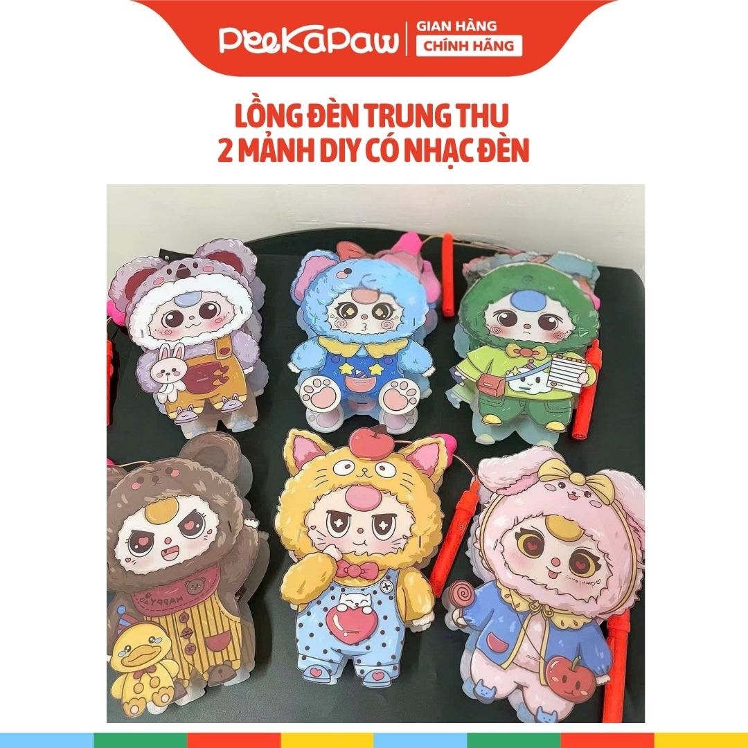 Lồng Đèn Trung Thu 2 Mảnh Tự Xếp Nhiều Mẫu Có Đèn Nhạc PeeKaPaw Toys