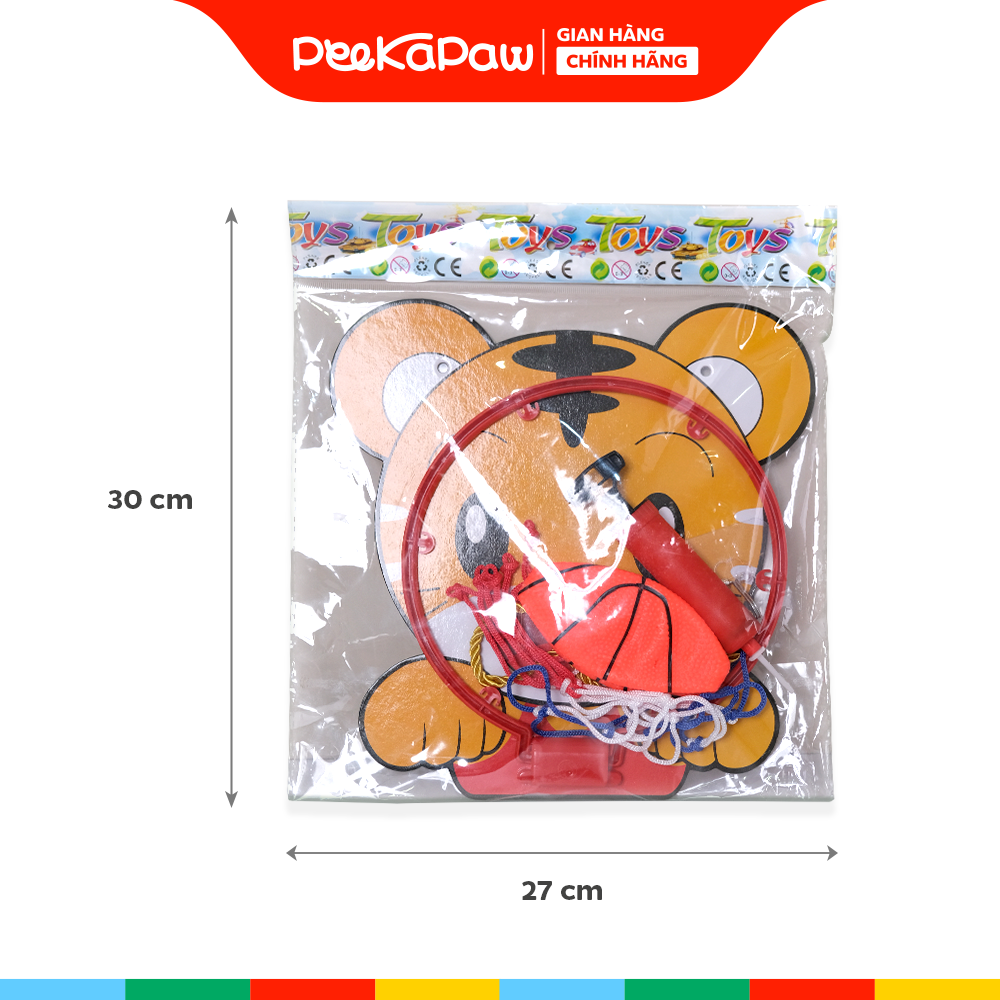 Bộ bóng rổ hổ con mini treo tường kèm bóng bơm và lưới rổ 666-6BR PeeKaPaw Toys