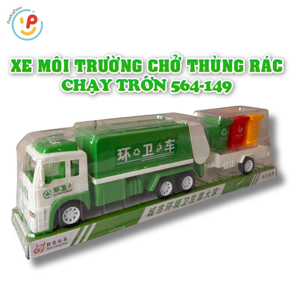 Đồ chơi xe môi trường chở thùng rác phân loại chạy trớn 564-149 PeeKaPaw Toys