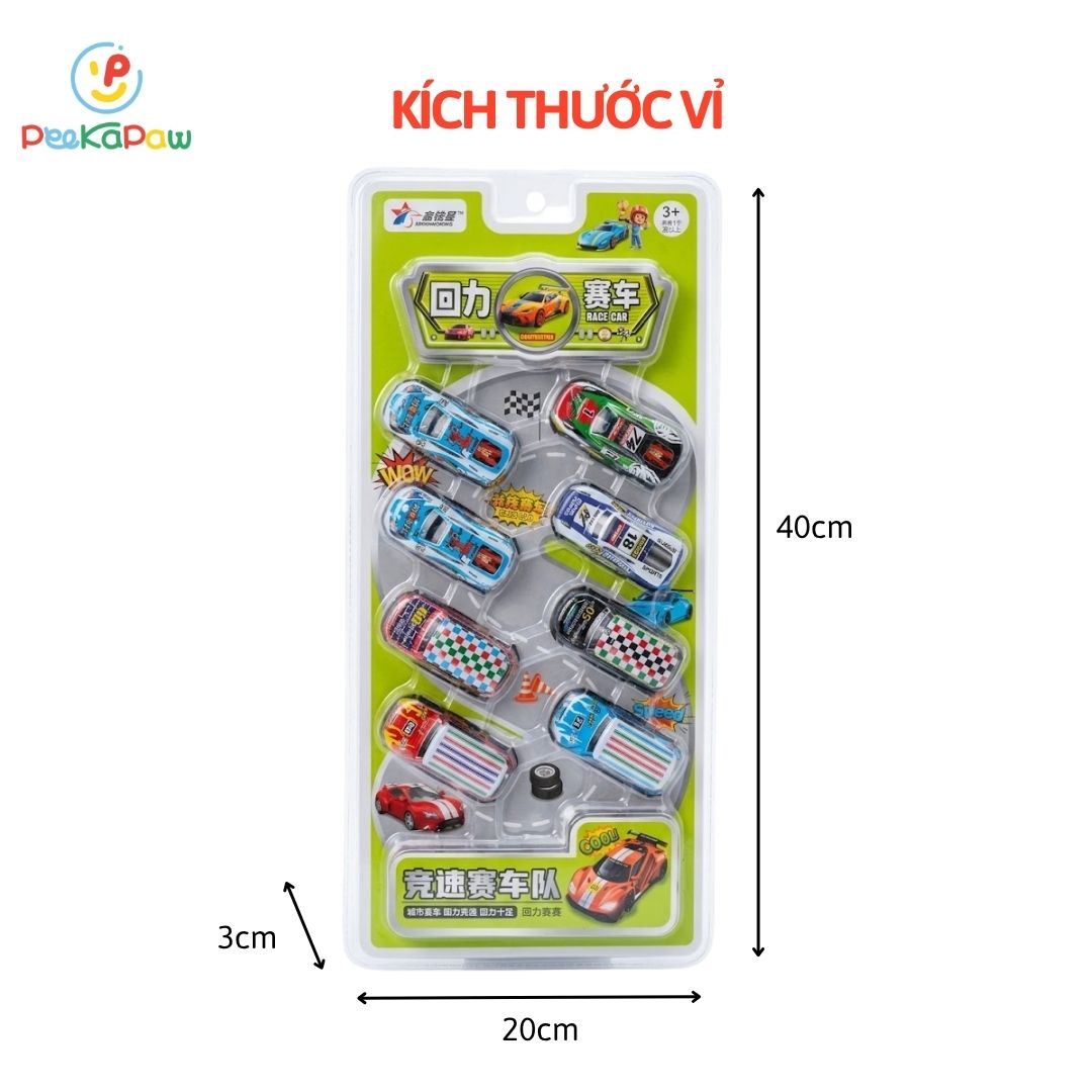 Vỉ 8 chiếc xe đua chạy đà trớn siêu tốc cho bé 922 PeeKaPaw Toys