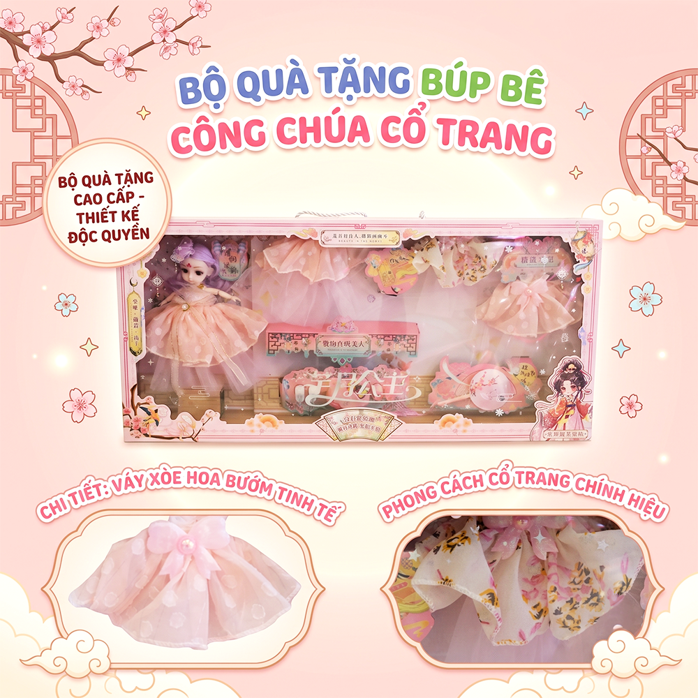 Hộp búp bê công chúa và phụ kiện váy thời trang 60cm 009-14 PeeKaPaw Toys