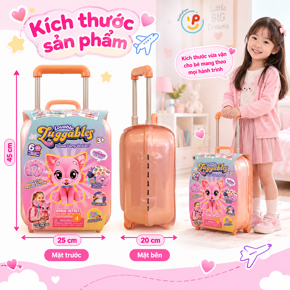Đồ chơi vali kéo gối cổ du lịch thú bông PLUSH TOY PeeKaPaw Toys