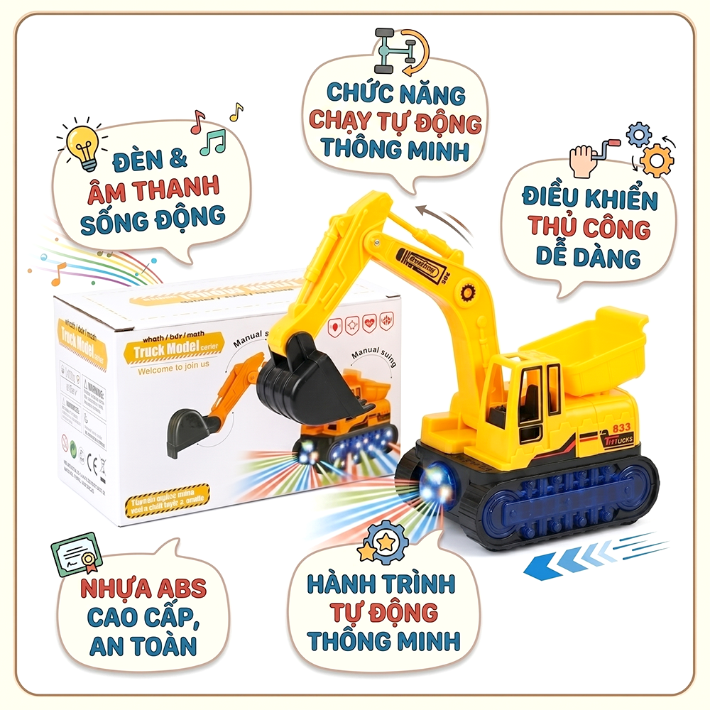 Xe công trình chạy pin 833-45 có đèn âm thanh PeeKaPaw Toys