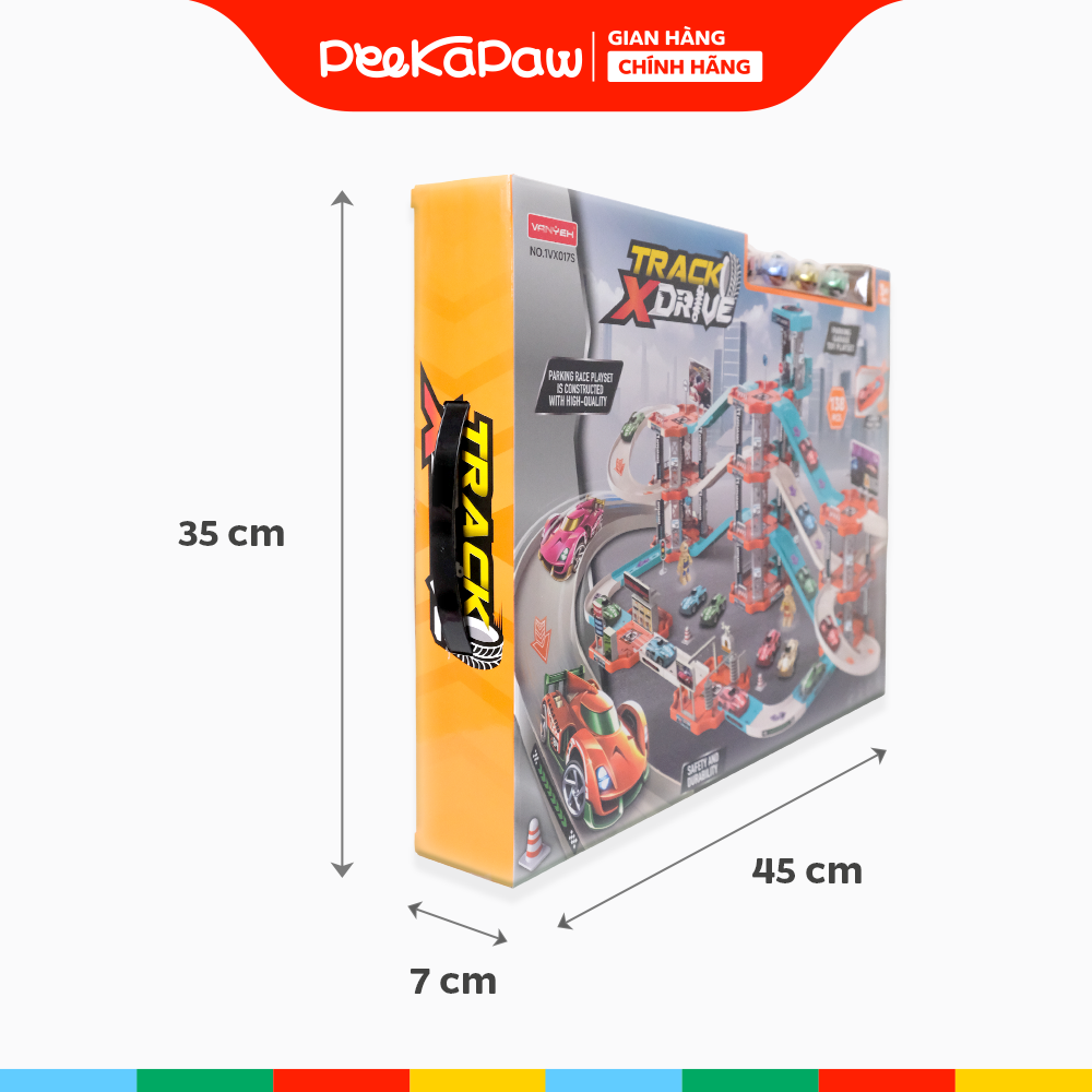 Bộ lắp ráp đường ray xe đua 3 tháp 3 tầng 138 chi tiết 17S PeeKaPaw Toys