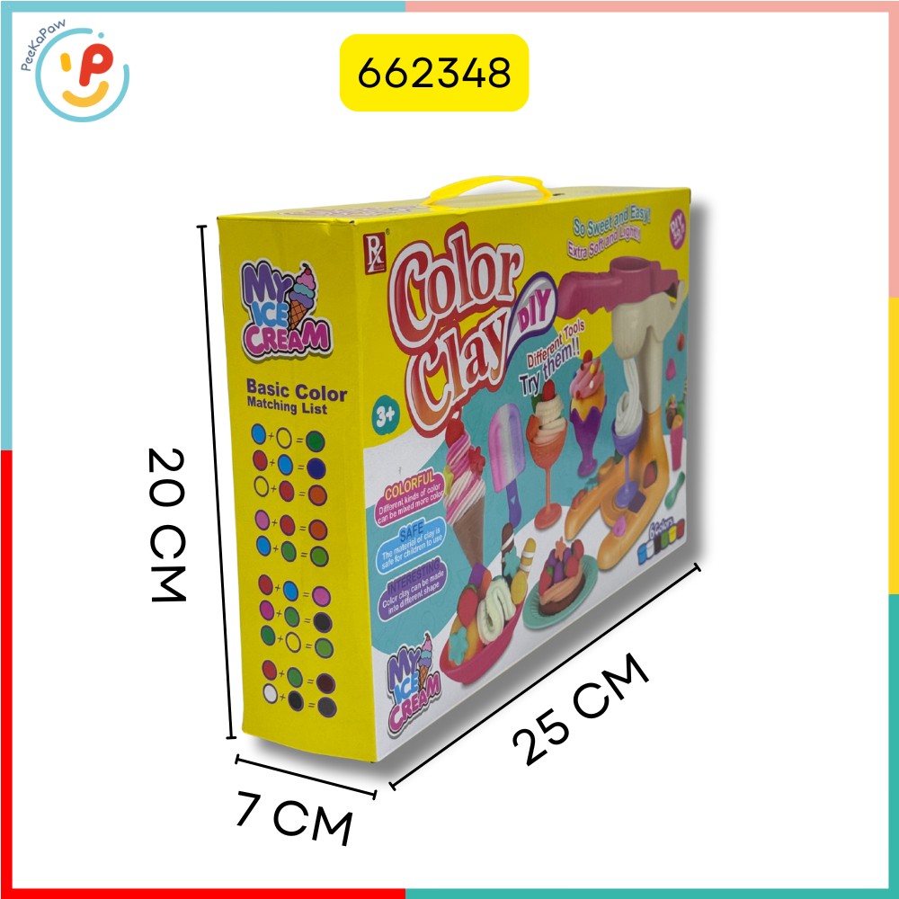 Đất sét đồ chơi máy làm kem DIY bộ nặn đất sét nhiều màu an toàn PeeKaPaw Toys