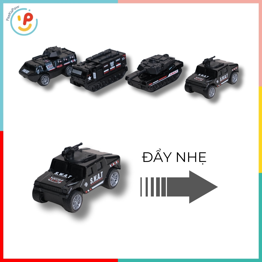 Hộp 4 Xe Tăng Kim Loại Chạy Trớn 52259 PeeKaPaw Toys