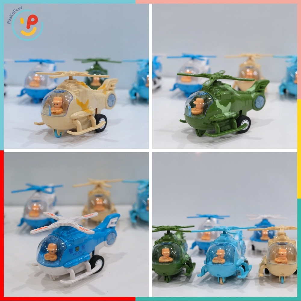 Đồ Chơi Máy Bay Trực Thăng Xe Cảnh Sát Chạy Trớn Mini PeeKaPaw Toys