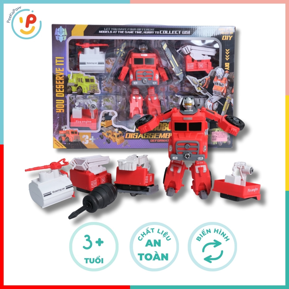 Robot Biến Hình Xe Cứu Hoả 606-C79 Đồ Chơi Lắp Ráp PeeKaPaw Toys