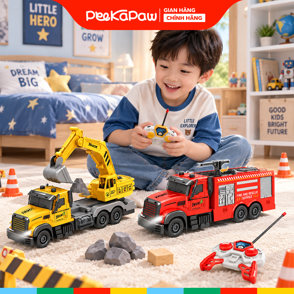 Xe điều khiển mẫu xe công trình xe cứu hoả 6677 PeeKaPaw Toys