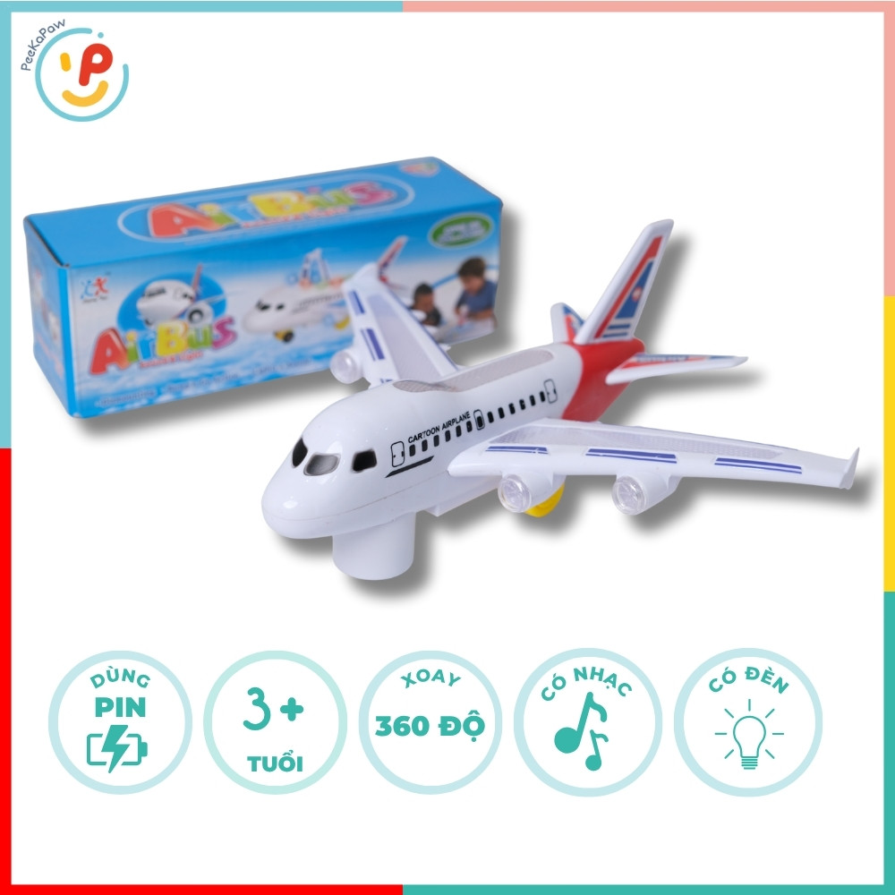 Máy bay Airbus đồ chơi có đèn và âm thanh 777-30 PeeKaPaw Toys