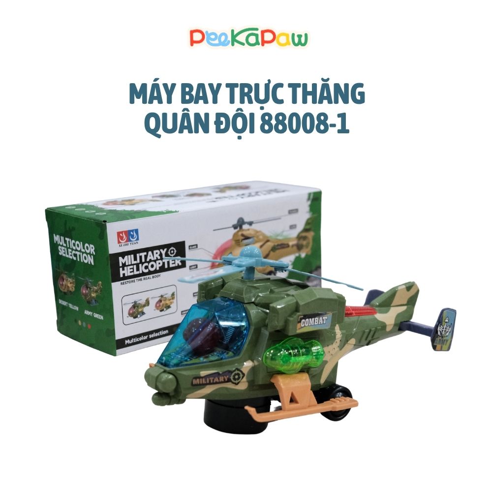 Máy Bay Trực Thăng Quân Đội 88008-1 Có Đèn Âm Thanh Cho Bé PeeKaPaw Toys