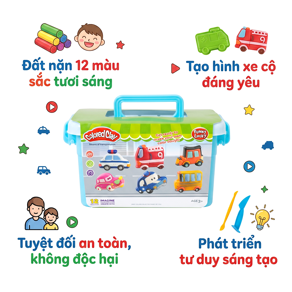 Đất sét nặn hình các loại phương tiện giao thông 018-449 PeeKaPaw Toys