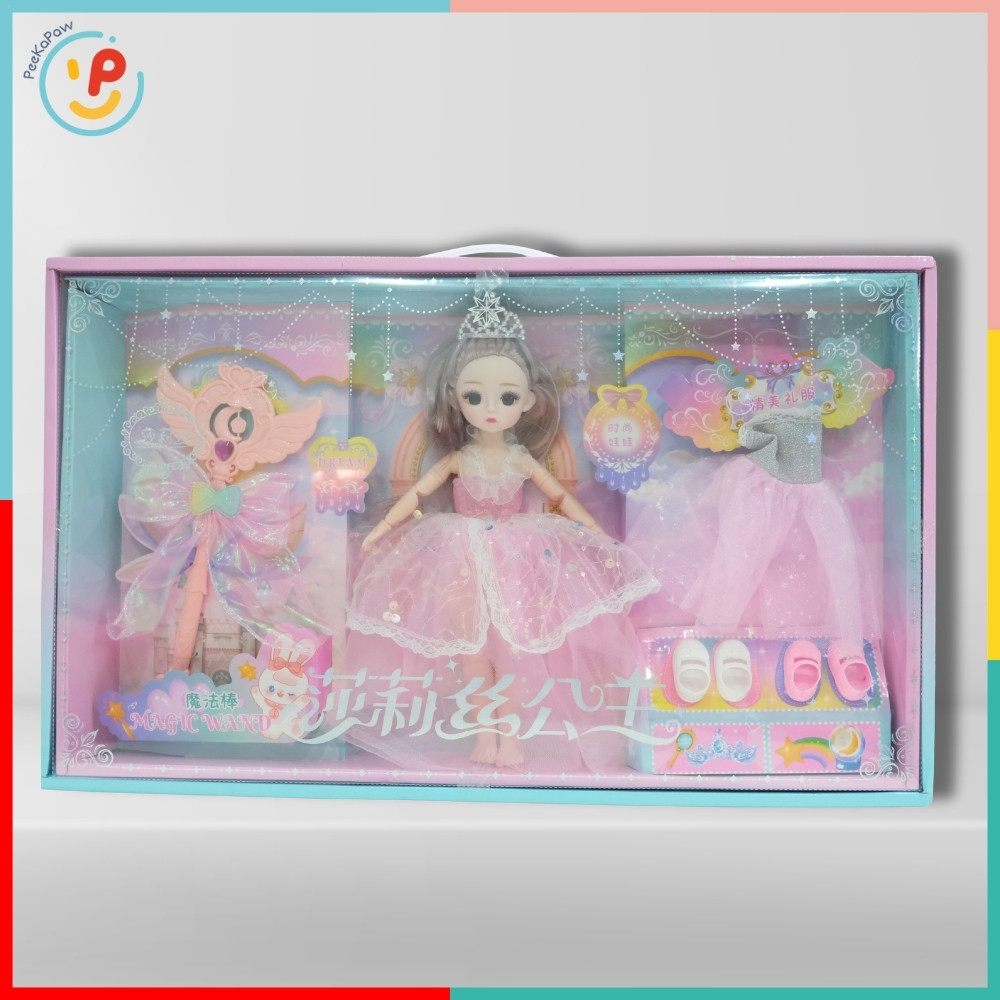 Búp bê công chúa và phụ kiện gậy phép thuật váy xinh đẹp 58cm 636-93 PeeKaPaw Toys