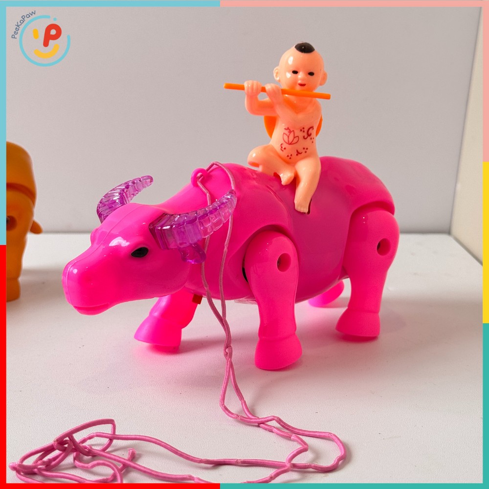 Đồ chơi Chú bé chăn Trâu dắt Trâu chạy xung quanh dây cột có nhạc và đèn PeeKaPaw Toys
