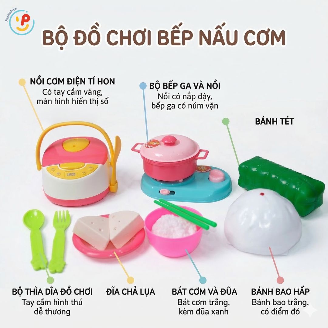 Bộ đồ chơi nấu ăn nồi cơm điện hàng Việt Nam HT7305 PeeKaPaw Toys