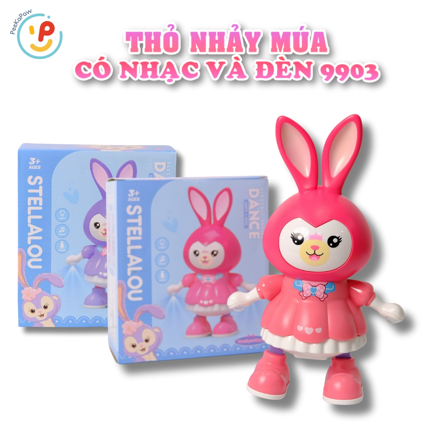 Đồ chơi Thỏ nhảy múa có đèn nhạc cho bé 9903 PeeKaPaw Toys