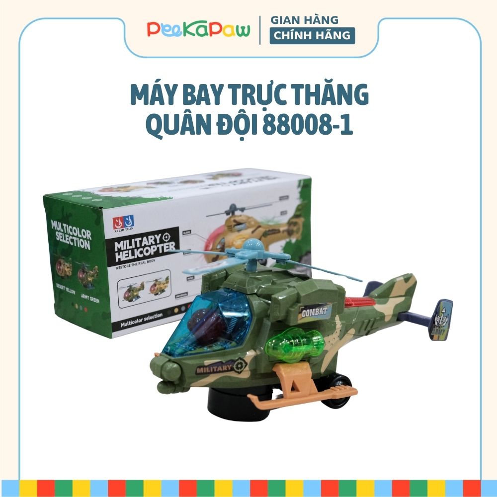 Máy Bay Trực Thăng Quân Đội 88008-1 Có Đèn Âm Thanh Cho Bé PeeKaPaw Toys