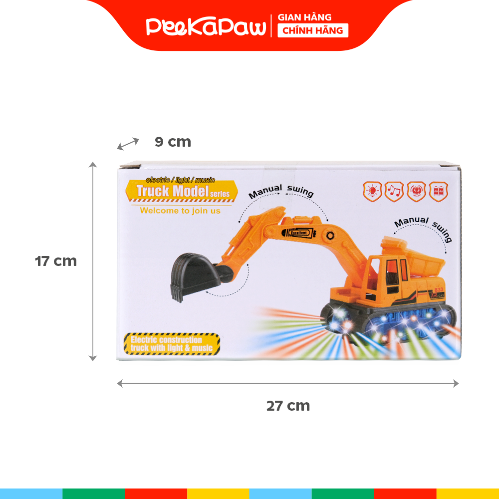 Xe công trình chạy pin 833-45 có đèn âm thanh PeeKaPaw Toys