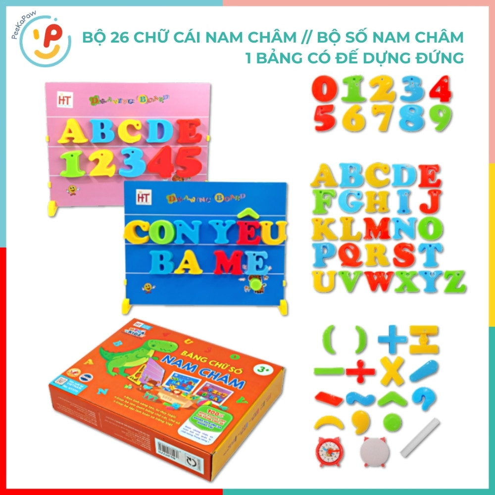 Bộ chữ số nam châm bé học toán và tiếng Việt hàng Việt Nam HT7711 PeeKaPaw Toys
