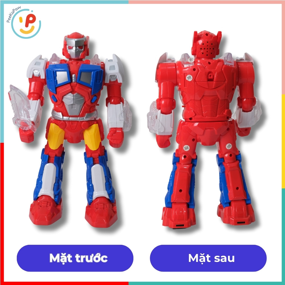 Robot siêu nhân có đèn âm thanh xoay 360 độ 3827 PeeKaPaw Toys