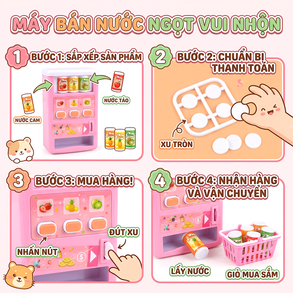 Vỉ máy bán nước ngọt tự động đồ chơi không dùng pin 6088-60 PeeKaPaw Toys