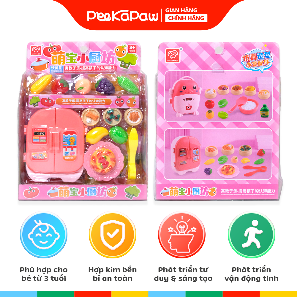 Vỉ Đồ Chơi Nhà Bếp Dimsum Rau Củ Có Tủ Lạnh Mini 1618-97 PeeKaPaw Toys