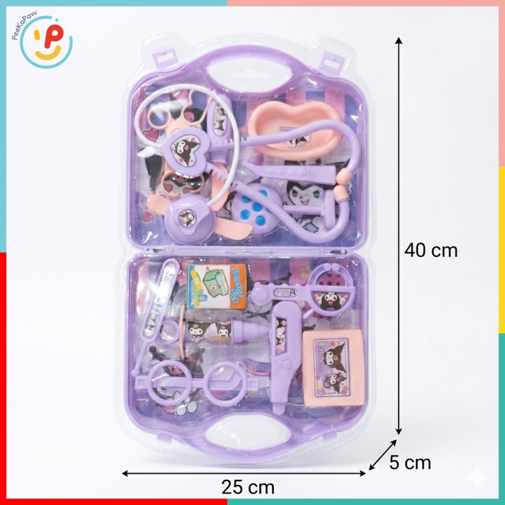 Vỉ đồ chơi nhập vai bác sĩ dụng cụ khám bệnh Kuromi 3433-18 PeeKaPaw Toys