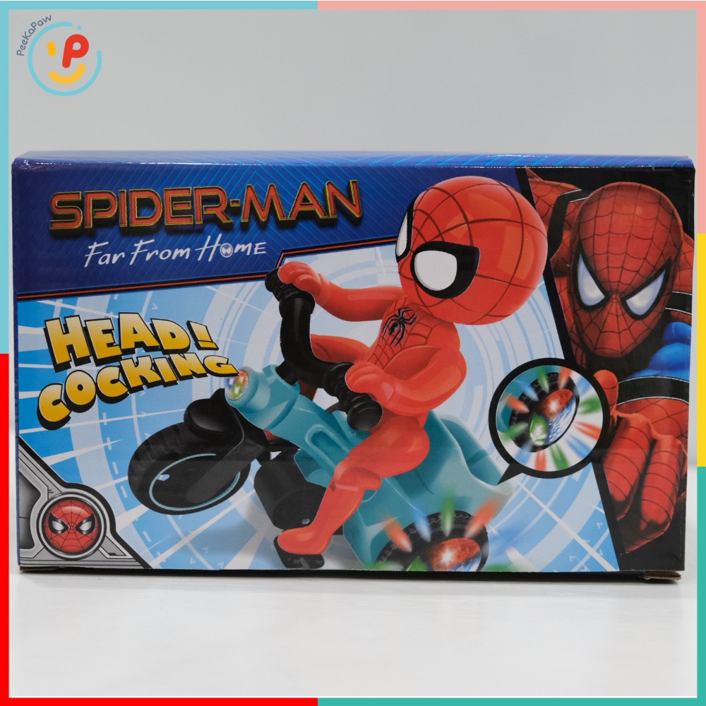 Đồ chơi Spiderman Người Nhện Đạp Xe Có Đèn Nhạc Xoay 360° PeeKaPaw Toys