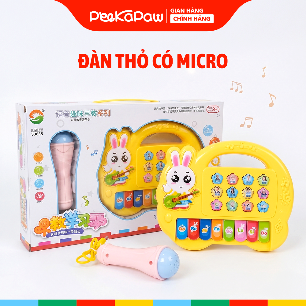 Đàn thỏ có micro cho bé đồ chơi âm nhạc giáo dục sớm 33635 PeeKaPaw Toys