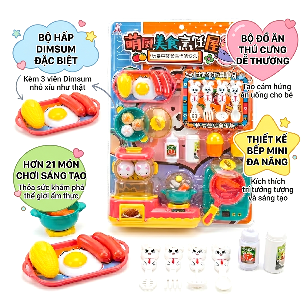 Vỉ nồi hấp Dimsum đồ chơi nấu ăn cho bé 9981 PeeKaPaw Toys