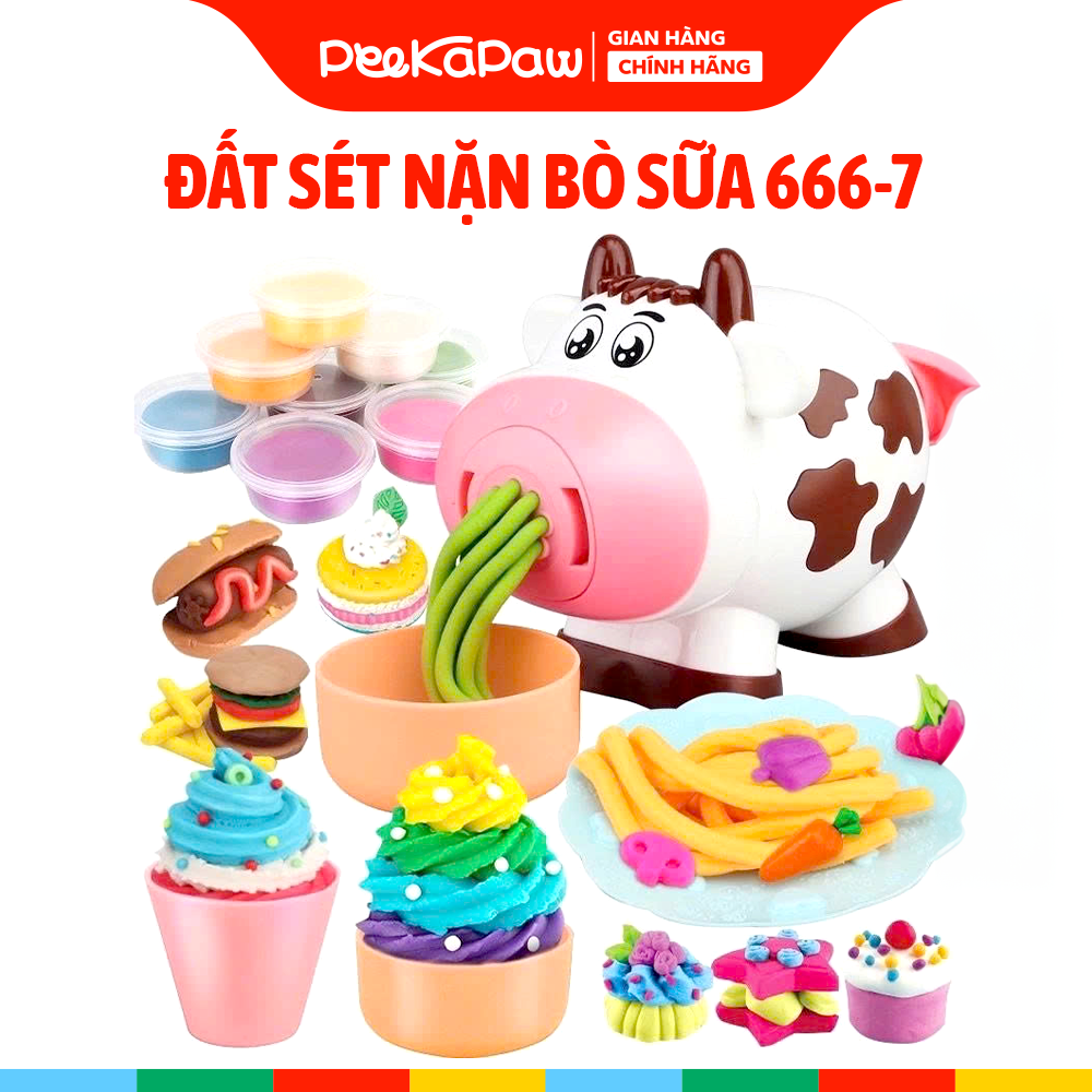 Đồ chơi Đất sét khuôn nặn Bò sữa cán sợi mì 666-7 PeeKaPaw Toys