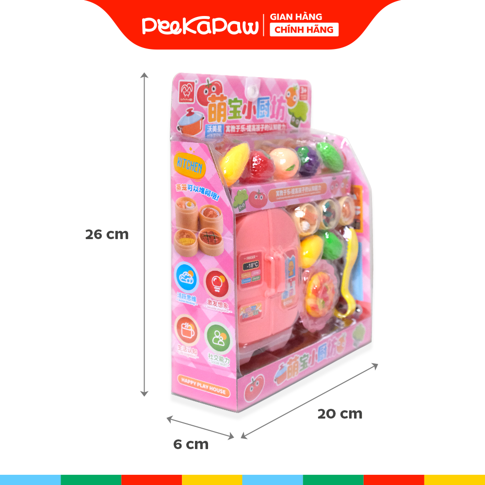 Vỉ Đồ Chơi Nhà Bếp Dimsum Rau Củ Có Tủ Lạnh Mini 1618-97 PeeKaPaw Toys