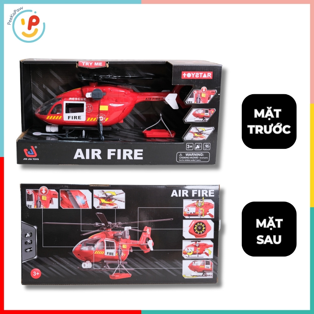 Máy bay trực thăng cứu hỏa ToyStar 666-51Q có đèn âm thanh PeeKaPaw Toys