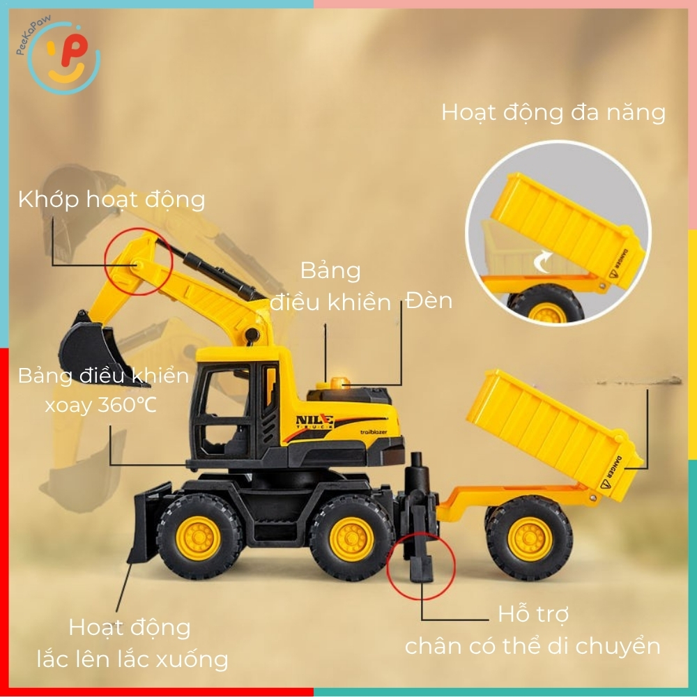 Xe cẩu đồ chơi chạy trớn có âm thanh 101-20 PeeKaPaw Toys
