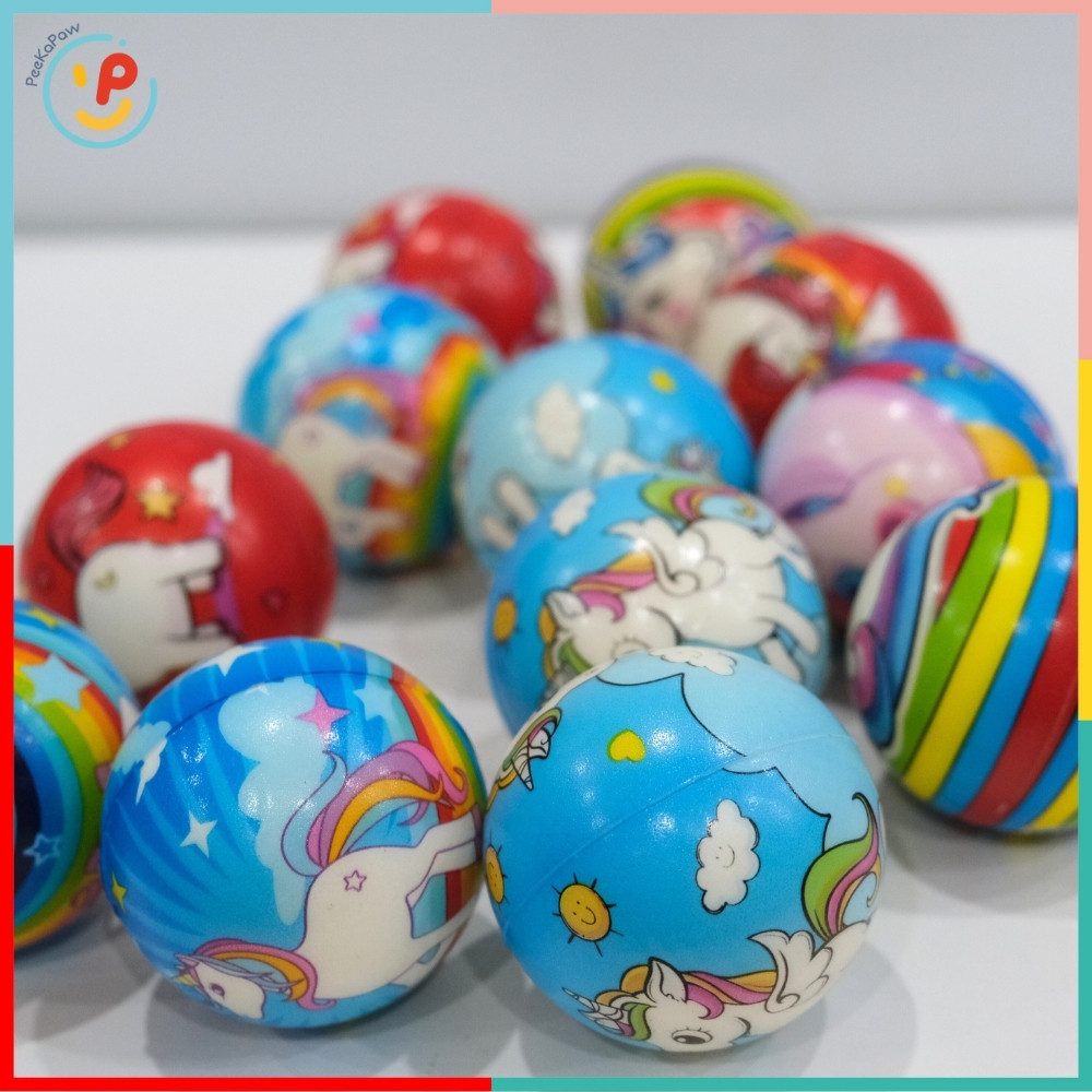 Bóng Mềm Cao Su Đàn Hồi 6cm Hình Kỳ Lân Dễ Thương Túi 12 Trái PeeKaPaw Toys