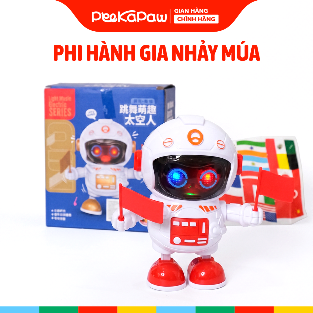 Phi hành gia robot cầm cờ nhảy múa kèm sticker lá cờ nhiều quốc gia 628-73 PeeKaPaw Toys