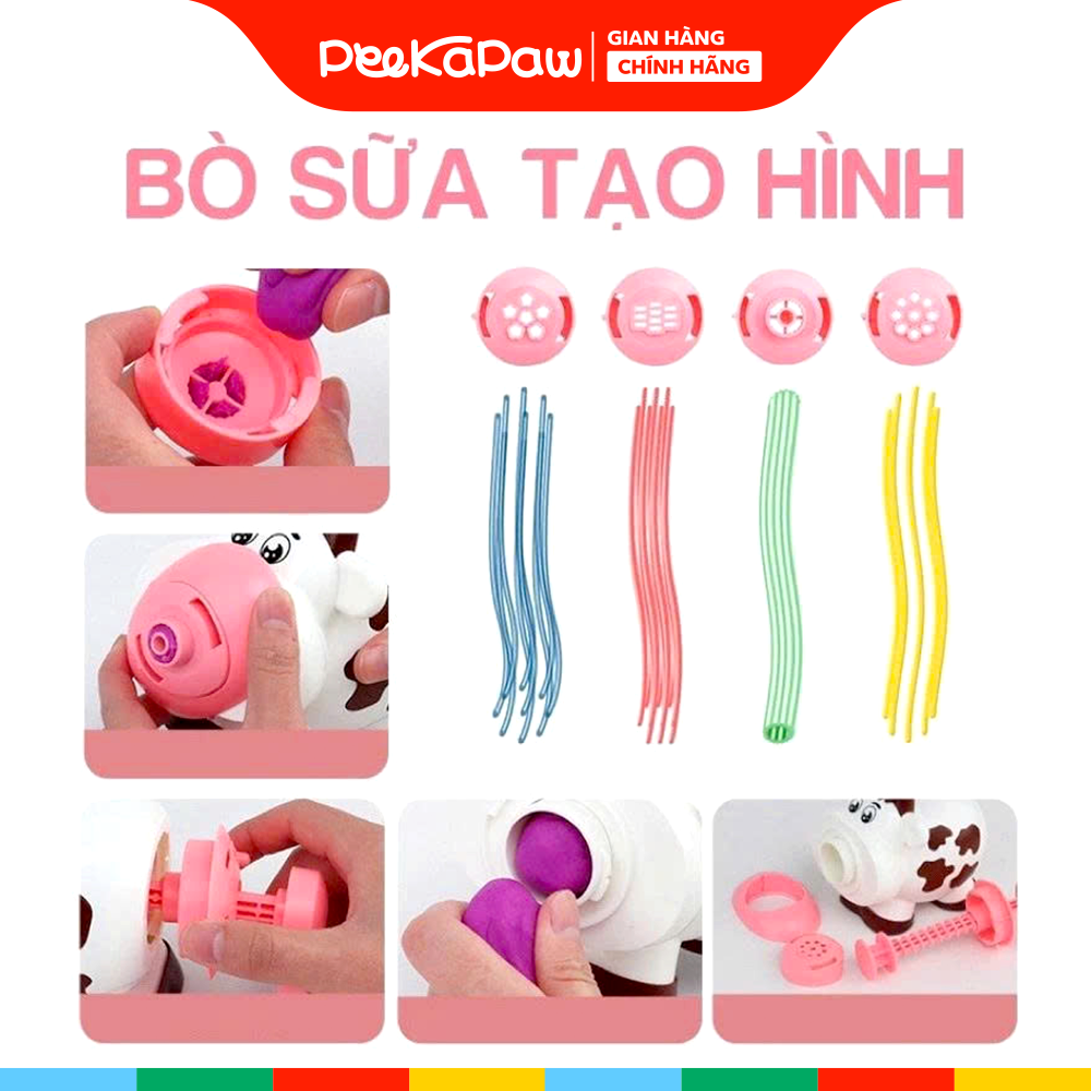 Đồ chơi Đất sét khuôn nặn Bò sữa cán sợi mì 666-7 PeeKaPaw Toys