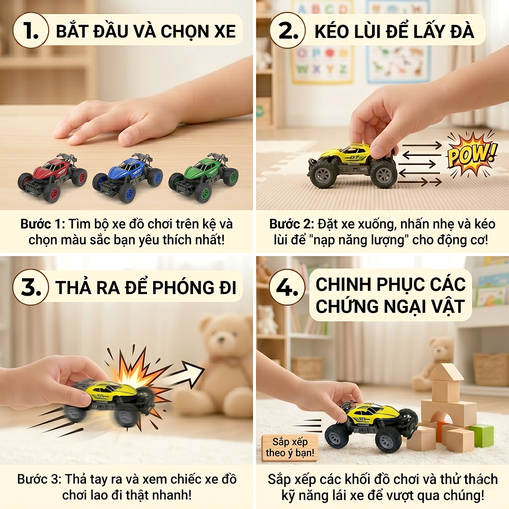 Xe Địa Hình Chạy Trớn Kéo Lùi 79816-60 Nhiều Màu PeeKaPaw Toys