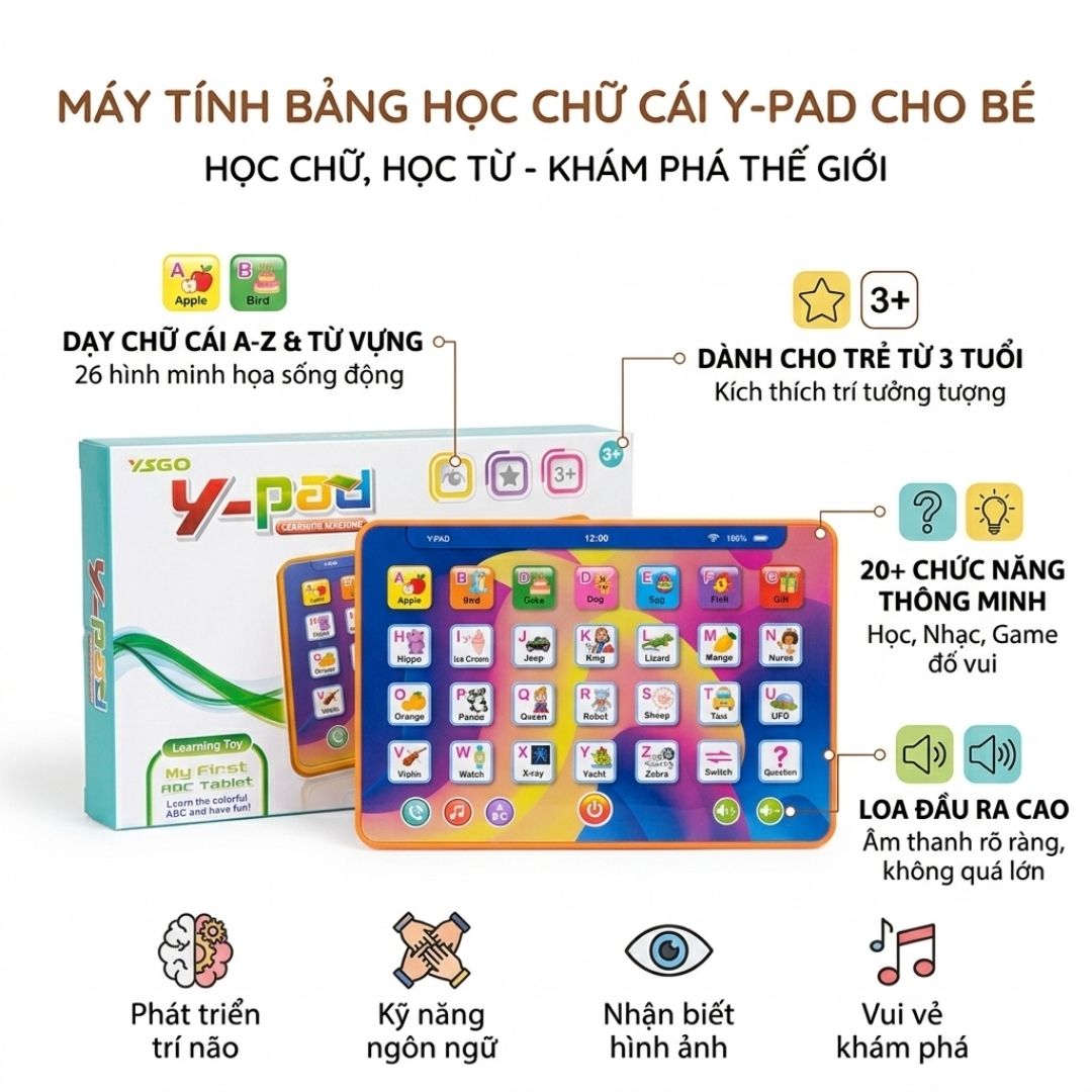 Máy tính bảng ipad đồ chơi cho bé học tiếng Anh bằng âm thanh YS2602D PeeKaPaw Toys